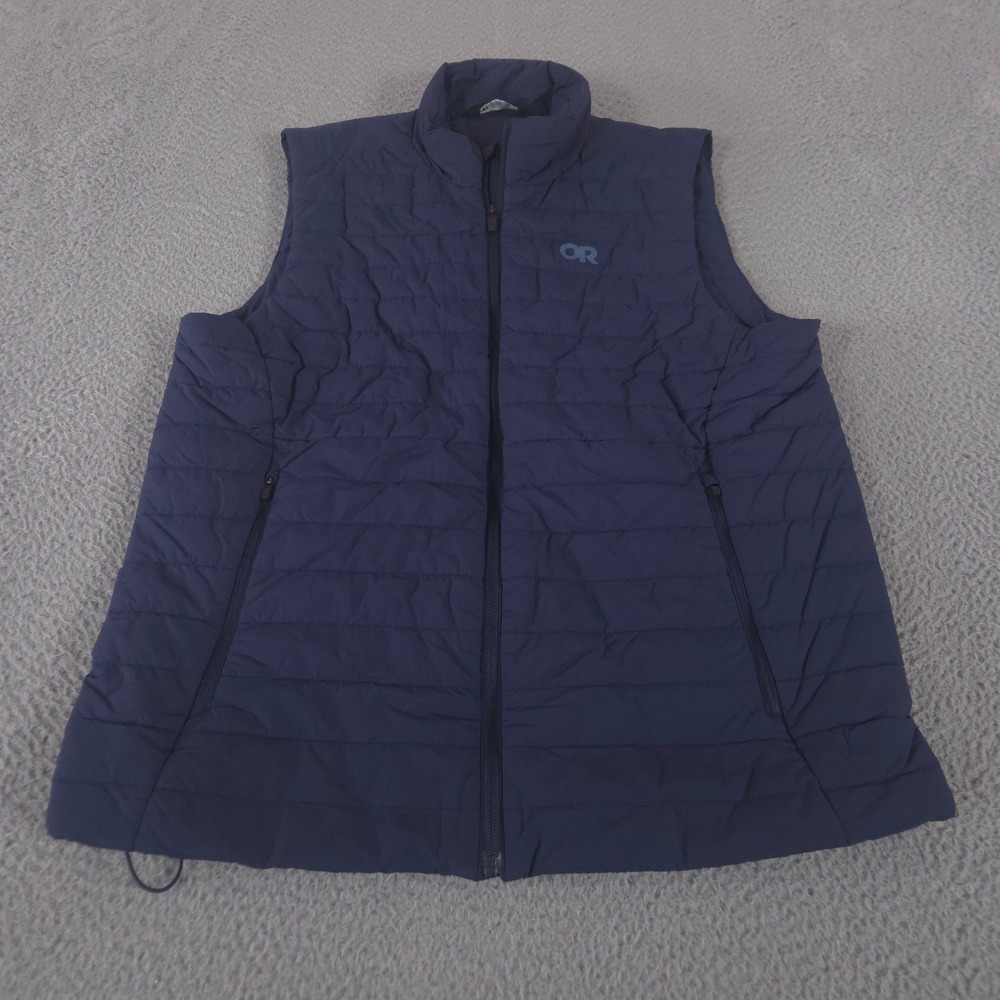 Outdoor Research Vest Mens L Blue Shadow Insulated Quilted Puffer Lightweight